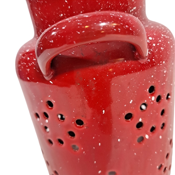 Red Speckled Metal Candle Flame Topper With Handles Camping Outdoor - Picture 6 of 12